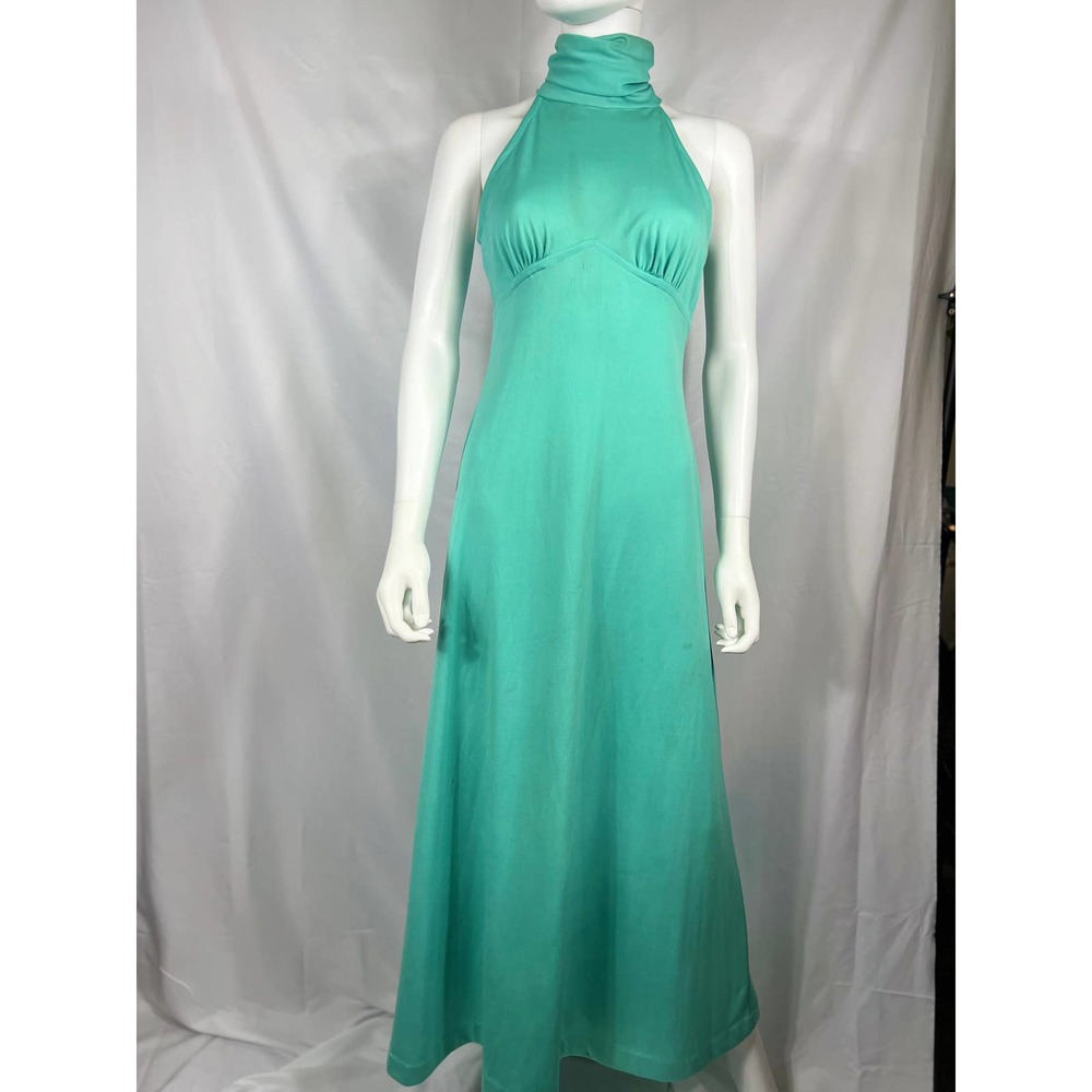 1970's Mint/Turquoise Halter Gown